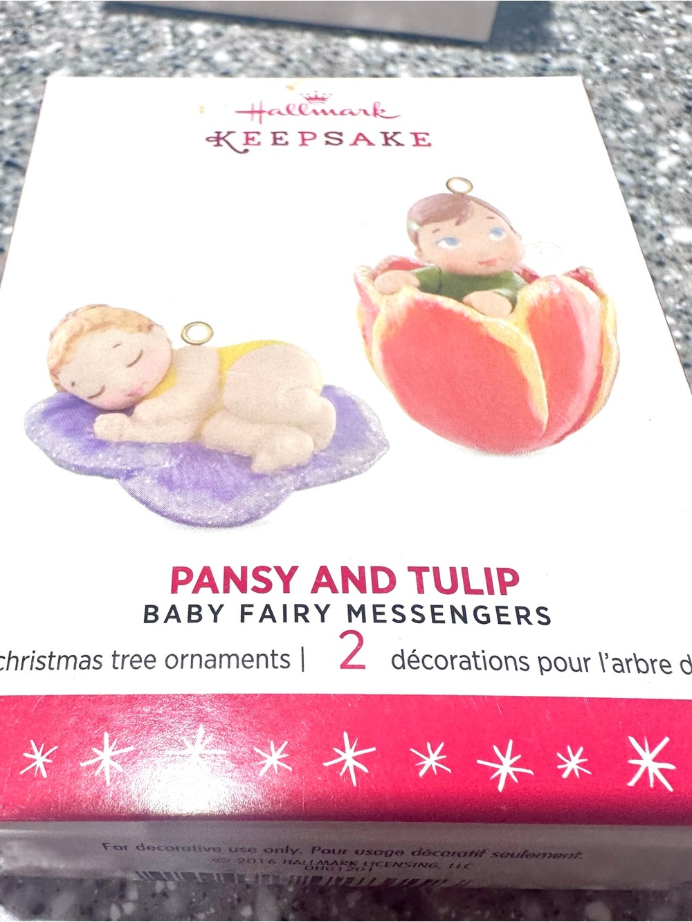 Hallmark Pansy and Tulip Baby Fairy Ornaments - Purple & Pink